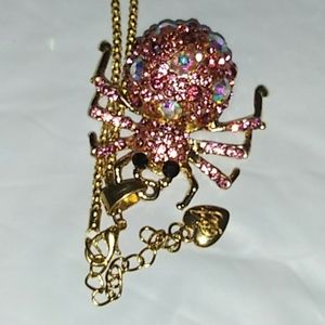 Betsey Johnson Pink Spider Necklace NWT
